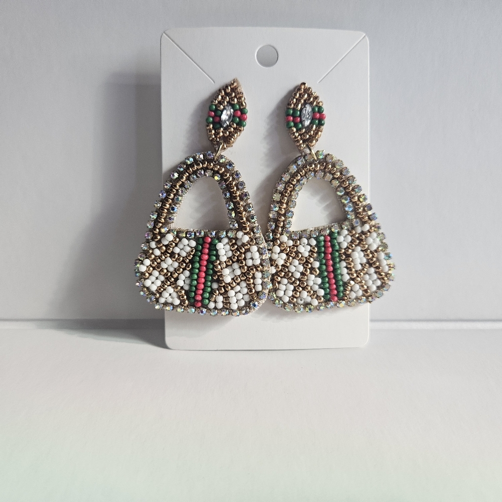 Seed beaded Statement Earrings - Picture 4 of 8